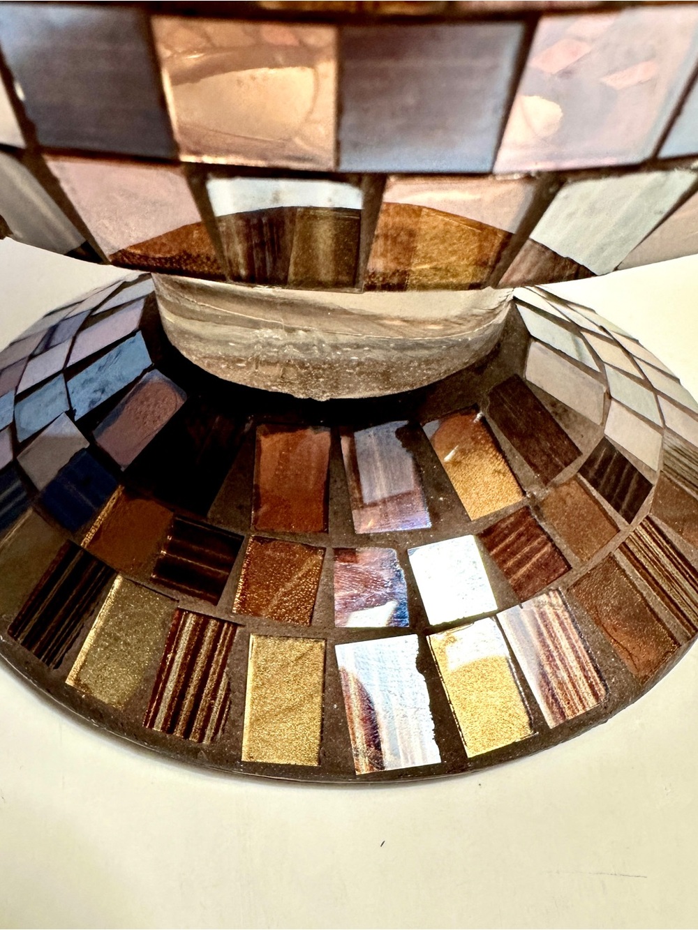 11” Decorative Stained Glass Mosaic Hurricane Vase - Picture 5 of 11